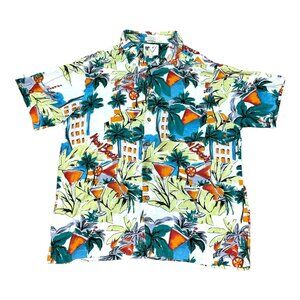 Ron Chereskin XL Miami Beach Hawaiian Shirt Rayon Multicolor Short Sleeve READ